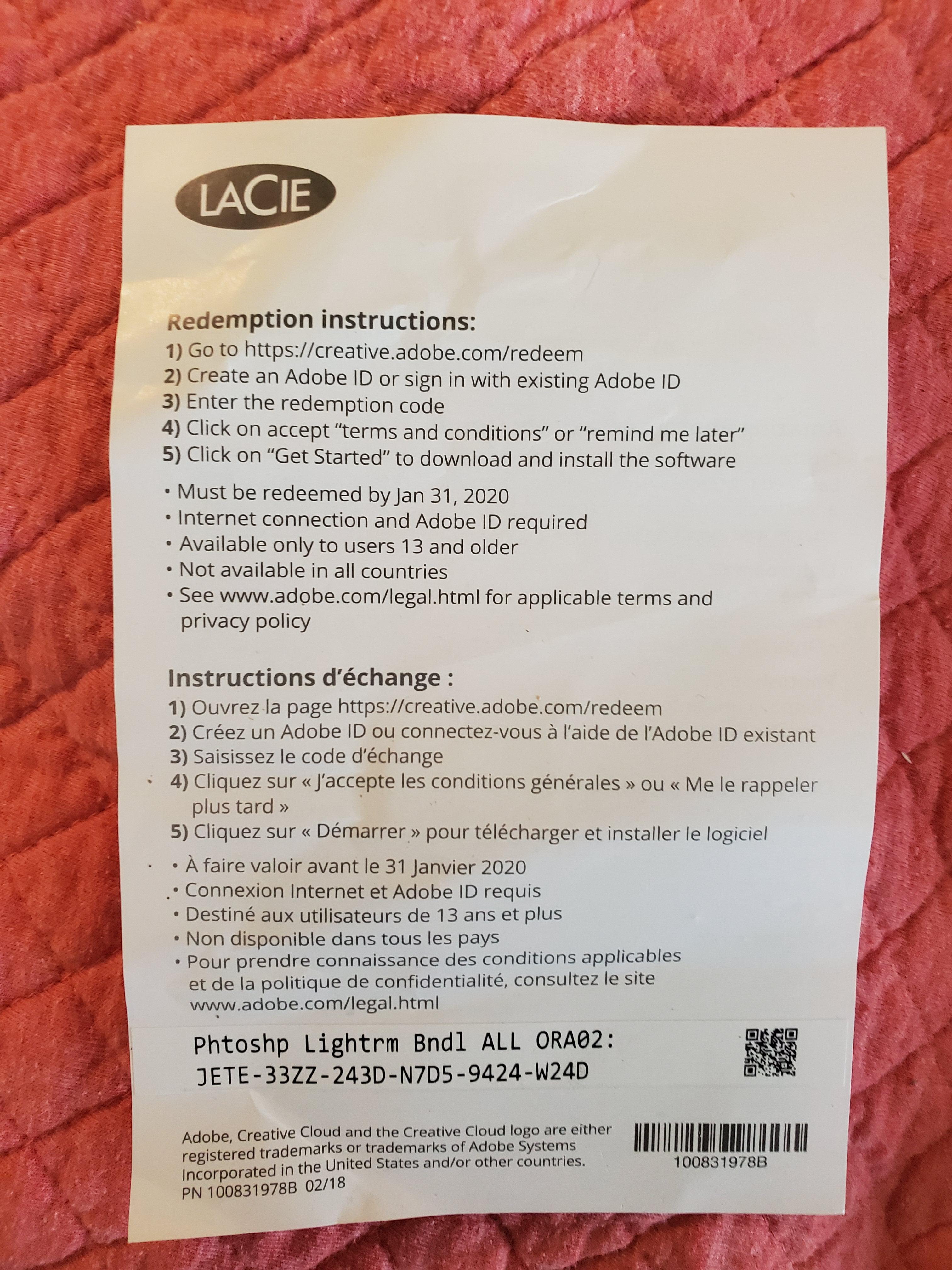 adobe lightroom code